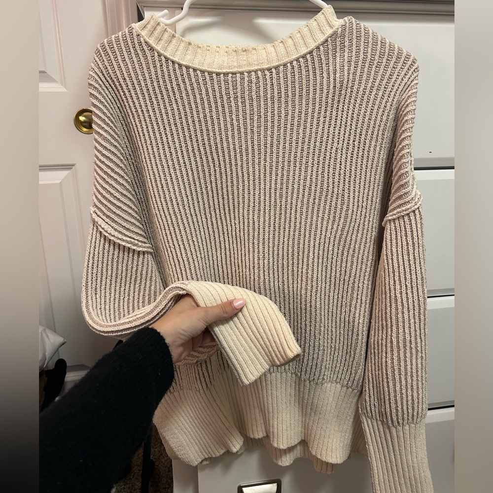 Altar'd State Ribbed Knit in Cream and Tan